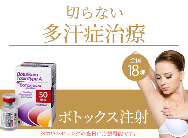 気になる汗の臭い　吹き出る汗を　切らずに治す！